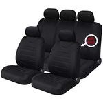 Sakura Car Seat and Headrest Covers Carnaby Black SS5397 - Full Set Universal Size Elasticated Hems Side Airbag Compatible Washable Easy Fit