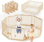 Foldable Wooden Playpen - Adjustabl