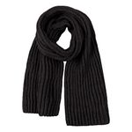 Women Men Winter Knit Scarf Fashion Ladies Scarves Warm Shawl Warps Solid Chunky Cable Knitted Long Scarf for Women Mens (Black)