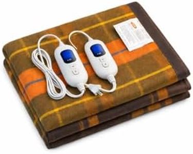 Bell electric blankets®- Double Bed Electric Blanket- Zed Certified Heating Bed Warmer with 4 Heat Settings- Size (150cms x 150 cms) - Shock Proof with Low Power Consumption (Check Multicolour)
