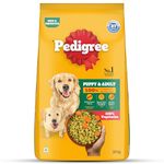 Pedigree Adult & Puppy Dry Dog Food, 100% Vegetarian, 10 kg, Contains 37 Essential Nutrients, 100% Complete & Balanced Food for Adult Dogs