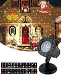 TEDD Christmas Projector Lights Waterproof Led Landscape Lamp Decorations Moving Snowflake Spotlight Star Shower Indoor Outdoor 12 Replaceable Lens for Xmas Party Garden House Home Wall