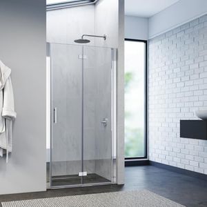 ELEGANT Frameless Shower Door,Bifold Pviot Doors,Swing Bath Screen in Bathroom,Nano Tempered Glass,Large Entry,Shower Enclosure,760mm