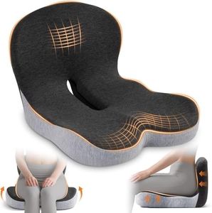 Premium Extra Thick 5cm Orthopedic Seat Cushion - Ultimate Comfort Memory Foam Coccyx Cushion for Tailbone Pain Relief, Washable Cover, Lumbar Support for Office Chair, Car, Home, Long Sitting