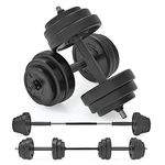 Body Revolution - Adjustable Vinyl Weights Dumbbells Set - 10kg, 15kg, 20kg, 30kg, 40kg, 50kg - Adjustable Dumbbells with Barbell Set Converter, Fitness and Strength Free Weights, Training Equipment