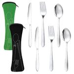 Dacitiery 2 Set Camping Cutlery, Stainless Steel Cutlery Set with Bag, 6-Piece Camping Set with Bag for Outdoor Travel Picnic Office School Lunch Box