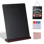 11.7x16.5 Inch Tabletop Chalkboard with Wood Base, Menu Chalkboard Stand, Message Board, Bar and Special Event Decorations, Hanging Double-Sided Chalkboard Sign for DIY Home Decoration-Walnut