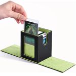 ZLCA MTG Deck Box with Commander Window Display, Trading Card Storage Box Holds 100 Double-Sleeved Cards Suitable for TCG/CCG/PTCG/EDH/Magic/Sport Cards(Black&Green)