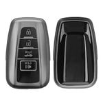 kwmobile Key Cover Compatible with Toyota 4-Button 2018-2024 RAV4 Avalon Camry C-HR Prius - Soft TPU Car Key Fob Protector Case - Black Matte/Black