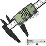 Vodlbov Digital Vernier Caliper 0-150mm / 0-6’’ Electronic Digital Caliper with Extra-Large LCD Screen,Plastic Carbon Fiber Digital Gauge,Depth Measuring Tools, Millimeter/Inch Conversion