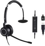 VT Wired UC-Headset with Dual Noise-Cancelling-Microphones - Work Headphones with USB-A Connectivity for PC/Laptop Compatible with MS Teams,Skype for Business Used for Zoom,Jabber,GoogleMeet,3CX,etc.