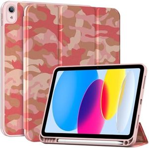 ProCase for iPad (A16) 11th Generation 11 Inch 2025/ iPad 10th Generation 10.9 Inch 2022 Case with Pencil Holder, Hybrid Cover with Soft TPU Back, Supports Touch ID, Auto Wake/Sleep -CamoPink