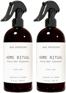 Muse Apothecary Home Ritual Active Odor Eliminator Spray - Furniture Deodorizer Spray & Bathroom Odor Eliminator for Home - Essential Oil Air Freshener - 8oz, Fresh Linen
