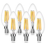 Lepro E14 LED Light Bulb, LED Candle Bulbs Small Screw, 4W 470lm, 40W Equivalent SES E14 Bulb Vintage, Warm White 2700K C35 LED Bulbs, 360° Beam Angle, Clear Filament, Non Dimmable, Pack of 6