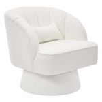 360° Modern Swivel Barrel Accent Chair Comfy Upholstered Round Armchair with Armrests for Living Room, Bedroom & Office Lounging
