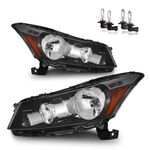 KarSpareHub Headlights for 2008-2012 Honda Accord 4Dr,Replacement for 2008 2009 2010 2011 2012 Honda Accord Headlamp Black Housing Amber Reflector