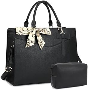 Laptop Bag for Women, 15.6 Inch Computer Tote Bag Leather Work Bag Business Office Briefcase, Computer Tote Bag (Black)