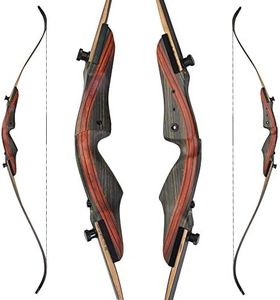 60" 62" Archery Takedown Recurve Bow 20-50 Lbs Beginner Archery Recurve Bow Traditional Longbow Right Hand (Black, 25 lbs)