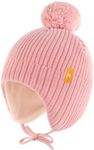 Toddler Winter Hat Baby Beanie with Earflap Fleece Lined Warm Soft Winter Hats for Girls Boys Pink