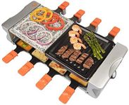 MasterChef Dual Cheese Raclette Table Grill w Non-stick Grilling Plate and Cooking Stone- Deluxe 8 Person Electric Tabletop Cooker- Melt Cheese and Grill Meat and Vegetables at Once