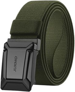JUKMO Stretch Tactical Belt for Men, Military Work Rigger Hiking 1.5" Elastic Nylon Web Ratchet Quick Release Belt in Gift Box (Army Green, Small)
