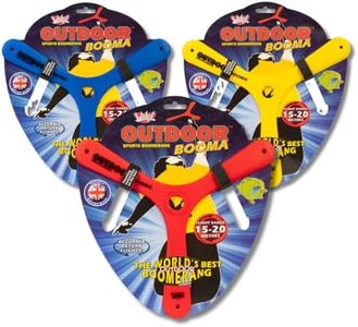Wicked Outdoor Booma | Classic Sports Boomerang from Vision | Advanced Tri-Blade Design for Stable, Accurate Return Flight | 15-20 Metre Flight Range (Random (Blue/Red/Yellow))