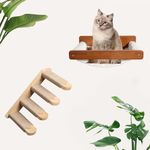 WGYAML Wall-Mounted Cat Hammock and Sisal Four-Step Climbing Stairs, Solid Wood Cat Furniture, Maximum Load of 40 Pounds, Stable Cat Wall Frame for Sleeping, Playing, Climbing and Leisure