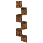 VASAGLE Corner Shelf Wall Mount, 5-Tier Floating Wall Shelf, Corner Bookshelf, Plant Wall Shelf for Bedroom, Living Room, Bathroom, Office, Rustic Brown ULBC72BX