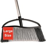 Outdoor Broom, 15.7'' Wide Heavy Duty Broom with Long Handle, Angle Broom with Stiff Bristles, Sweeping Broom for Sweeping Patio, Garden, Garage, Yard, Heavy Duty Broom (Black)