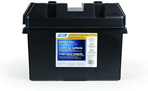 Camco Large Battery Box with Straps and Hardware - Group 27, 30, 31 |Safely Stores RV, Automotive, and Marine Batteries | Measures Inside 7-1/4" x 13-1/4" x 8-5/8" | (55373), Black