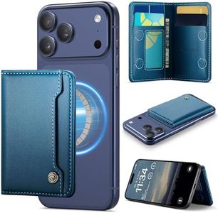Vinich for MagSafe Wallet Magnetic RFID Blocking Card Holder Compatible with MagSafe Phones and Cases, Strong Magnet Minimalist Phone Wallet for iPhone 16/15/ 14/13/ 12/ Pro/Max/Plus, Blue