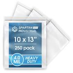 Spartan Industrial - 10” X 13” (250 Count) 4 Mil Thick Bulk Clear Reclosable Zip Plastic Poly Bags with Resealable Lock Seal Zipper - Heavy Duty and Durable