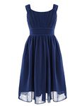 CHICTRY Kids Girls Pleated Waist Chiffon Wedding Bridesmaid Party Dance Prom Flower Dress Navy Blue 7-8 Years