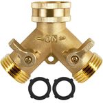 Garden Hose Splitter 2 Way Y Connector Heavy Duty Brass Hose Splitter Heavy Duty Garden Hose Adapter for Water Hose Spigot Outlet Adapter with 2 Extra Rubber Washers