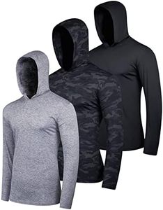3 Pack: Men’s Big and Tall Quick Dry Fit Wicking Long Sleeve Fishing Active Athletic Hoodie Hooded T Shirt Workout Running Fitness Gym Sports Casual Sweatshirt UPF 50 Outdoor Hiking- Set 5, 4X