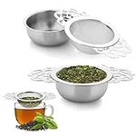 2 Pack Small Fine Mesh Tea Strainers, Stainless Steel Mini Fine Mesh Sieve Loose Tea Infusers with Bowl 7 cm Diameter Tea Filter with Double Wing Extender Ideal for Loose Tea Juice Coffee Filter