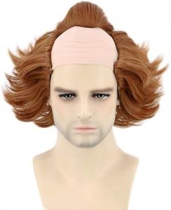 Topcosplay Parrucca da Adulti Cosplay Clown Pagliaccio Parrucca Corta Marrone Parrucca con Testa Calva per Halloween Carnevale (Adulti)