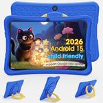 DigiLand Kids Tablet 10.1 inch,Android 15 Tablets,6GB RAM+32GB ROM (Expand to TF) Parental Control,Kids Software Pre-Installed,Dual Camera 2MP+5MP,Android Learning Tablet with Proof Case(Blue)