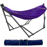 Tranquillo 600lb Capacity 2 Persons Instant Set Up NO Screw Needed Foldable Portable Double Hammock with Stand & Carry Bag for Garden Camping, Purple