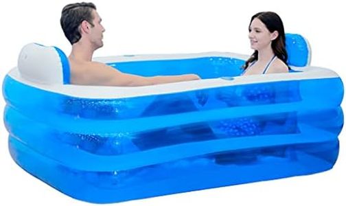 XL Blue Color Inflatable Bath Tub Plastic Portable Foldable Bathtub Soaking Bathtub Home Spa Bath Equip with Electric Air Pump, 160x120x60cm