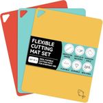 Extra Thick Flexible Cutting Boards for Kitchen, Cutting Mats for Cooking, Colored Cutting Mat Set, Non-Slip Cutting Sheets, Flexible Plastic Cutting Board Set of 3, Serving Utensils 15"x12"