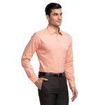 Raymond Men's Slim Fit Pure Cotton Full Sleeve Semi Cutaway Collar Solid Pattern Light Orange Formal Shirt (Size: 40)-RMSX11676-E2