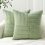 Topfinel 20x20 Inch Decorative Throw Pillow Covers Soft Corduroy Boho Stripe Textured Sage Green Pillow Covers Set of 2 Spring Farmhouse Home Decor for Living Room Couch Sofa Bed