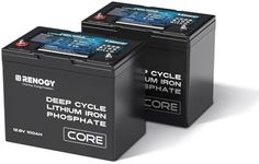 Renogy (2 Pack) 12V 24V 48V 100Ah LiFePO4 Core Series Deep Cycle Lithium Iron Phosphate Battery, 5000+ Cycles, Built-in 100A BMS, Perfect for RV, Marine, Camping, Trolling Motors