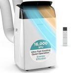 SereneLife 16,000 BTU Dual Hose Inverter Portable Air Conditioner | Portable Air Conditioner with Heat, Dehumidifier & Fan | Floor AC Unit for Bedroom, Living Room, & Office with Window Kit