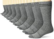 Hanes Ultimate Men's Hanes Wicking Cushioned Ventilation Crew Socks, Black/Grey Marl, One Size
