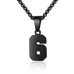 Number Necklace for Boy Black Athletes Number Stainless Steel Chain 00-99 Number Charm Pendant Personalized Sports Jewelry for Men Basketball Baseball Football, Stainless Steel, No Gemstone