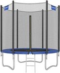 SONGMICS Trampoline 6 ft, 183 cm Dia. Kids Trampoline with Enclosure Net, Safety Pad, Ladder, 180 cm High Straight Pole, Steel Frame, TÜV Rheinland GS Certificate, Blue STR061Q01