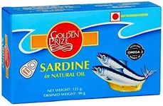 Golden Prize Sardine in Natural Oil 125 Gms Each |Canned food| Seafood| Omega 3| Pack of 4