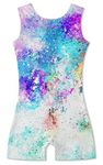 uideazone Gymnastics Leotards for Girls Sparkly Quick Dry Unitards Biketards Gym Outfits Kids Dance Jumpsuits Rompers with Shorts Size 7 8